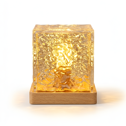 Dynamic Rotating Water Ripple Night Light 3 Colors Flame Crystal Lamp for Living Room Study Bedroom (with remote Attached USB cable)